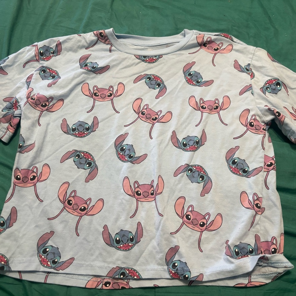 Disney Light Blue Tee with Pink Accents — Lilo & Stitch Interior Print